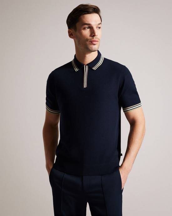 Tricouri Polo Barbati Ted Baker Pierrot Bleumarin | RO-5829